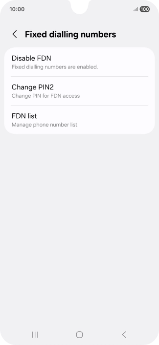 Press Disable FDN. Press Disable FDN.