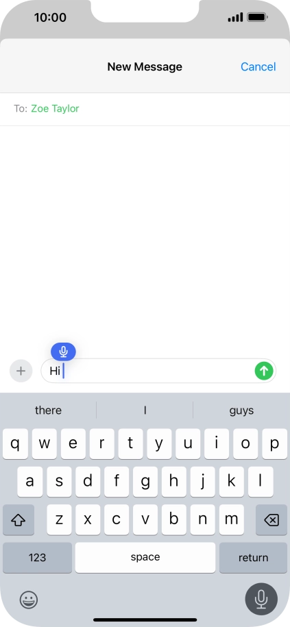 Press the microphone icon to end dictation.
