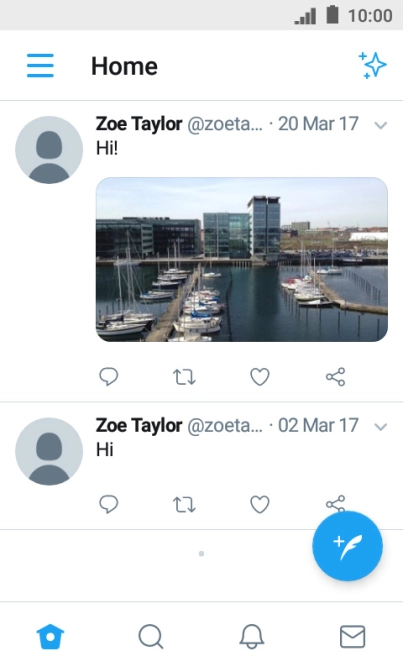 Press the new tweet icon. Press the new tweet icon.