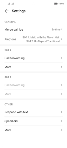 Press More below the required SIM. Press More below the required SIM.
