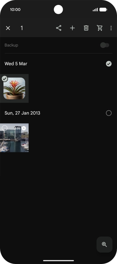 Press the required pictures or videos to select them. Press the required pictures or videos to select them.