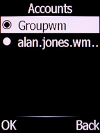 Select the required email account and press the Left selection key.