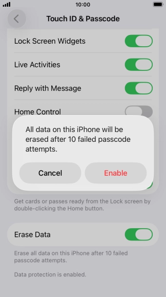 If you turn on the function, press Enable. If you turn on the function, press Enable.