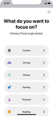 Press the required focus mode and follow the instructions on the screen to add the selected focus mode.