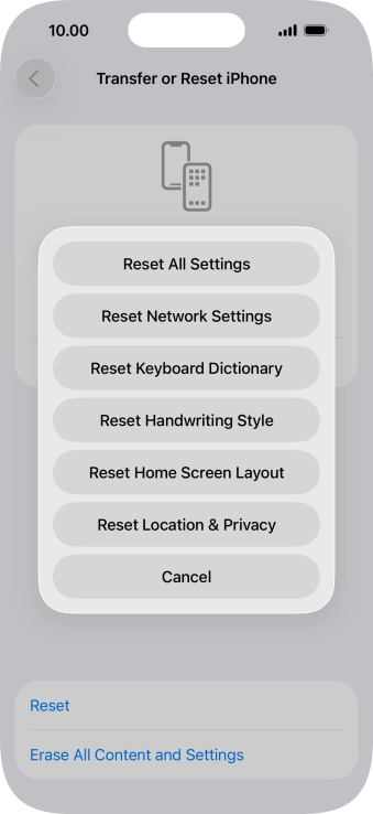 Press Reset All Settings. Press Reset All Settings.