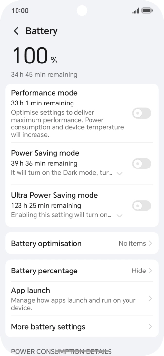 Press More battery settings.