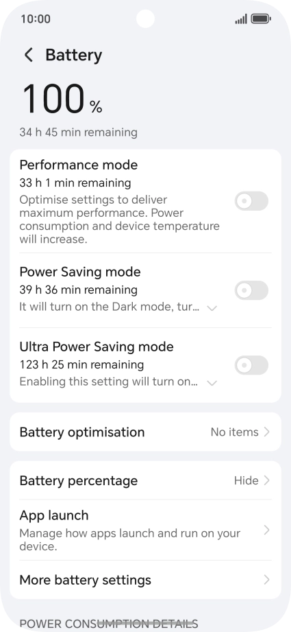 Press More battery settings.