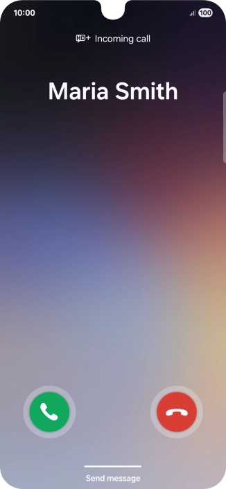 Press and drag the accept call icon right. Press and drag the accept call icon right.