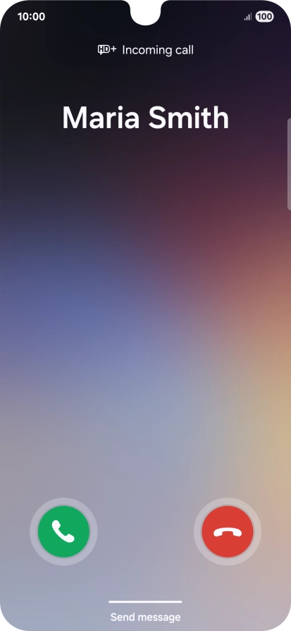 Press and drag the accept call icon right. Press and drag the accept call icon right.