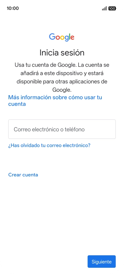 Si no tienes una cuenta de Google, pulsa Crear cuenta y sigue las indicaciones de la pantalla para ver cómo crear una cuenta nueva. Si no tienes una cuenta de Google, pulsa Crear cuenta y sigue las indicaciones de la pantalla para ver cómo crear una cuenta nueva.