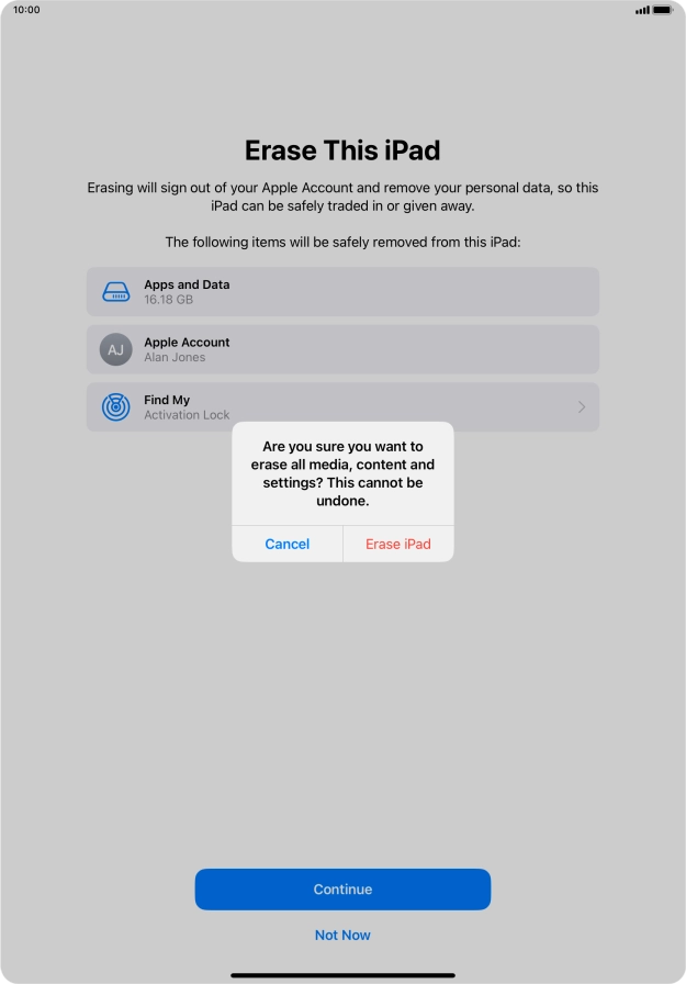 Press Erase iPad. Press Erase iPad.