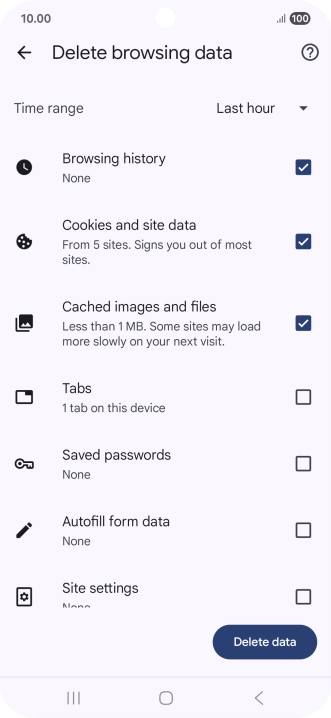 Press the fields next to the required data types. Press the fields next to the required data types.