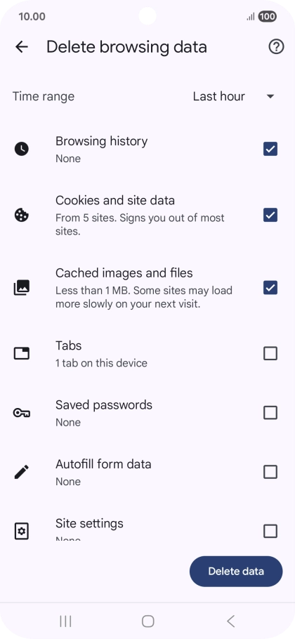 Press the fields next to the required data types. Press the fields next to the required data types.