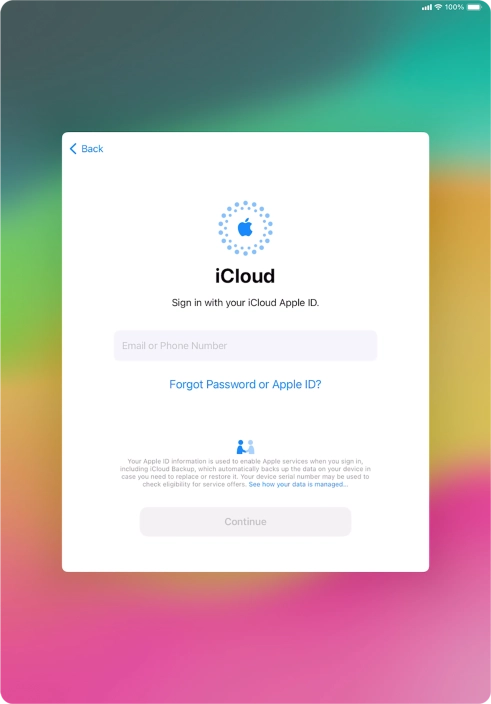 Press Email or Phone Number and key in the username for your Apple ID. Press Email or Phone Number and key in the username for your Apple ID.