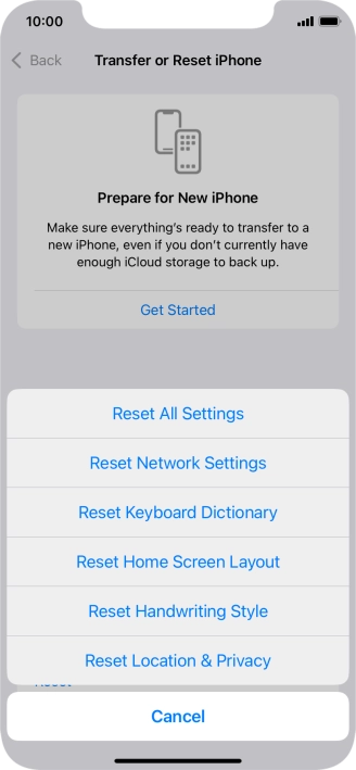 Press Reset All Settings.