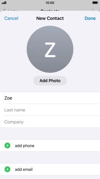 Press Last name and key in the last name. Press Last name and key in the last name.