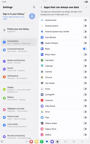 Press the indicators next to the required apps to turn the function on or off. Press the indicators next to the required apps to turn the function on or off.