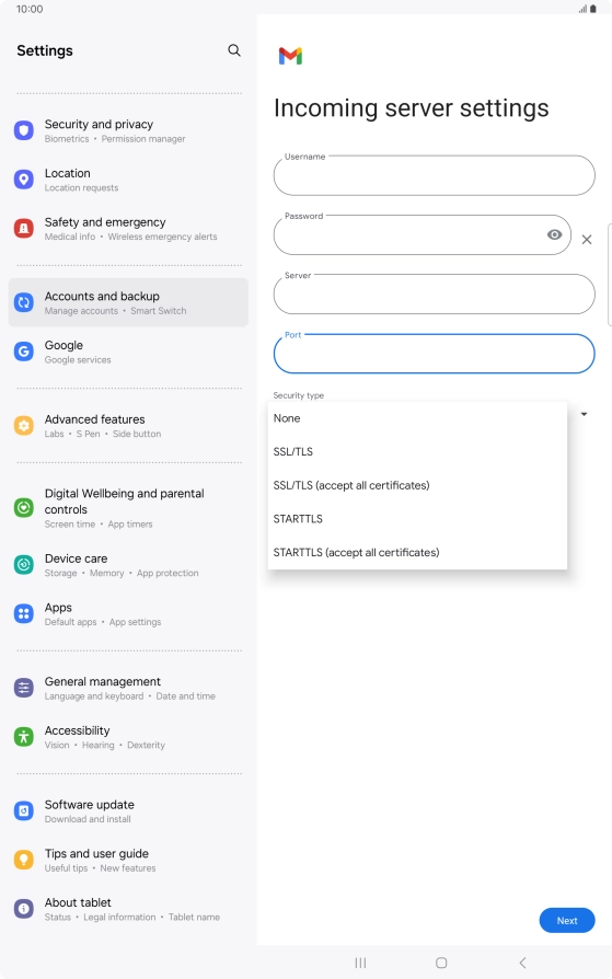 Press SSL/TLS.