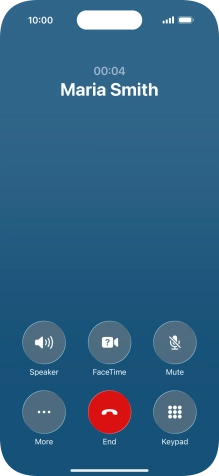 Press the end call icon to end the call and return to the home screen.