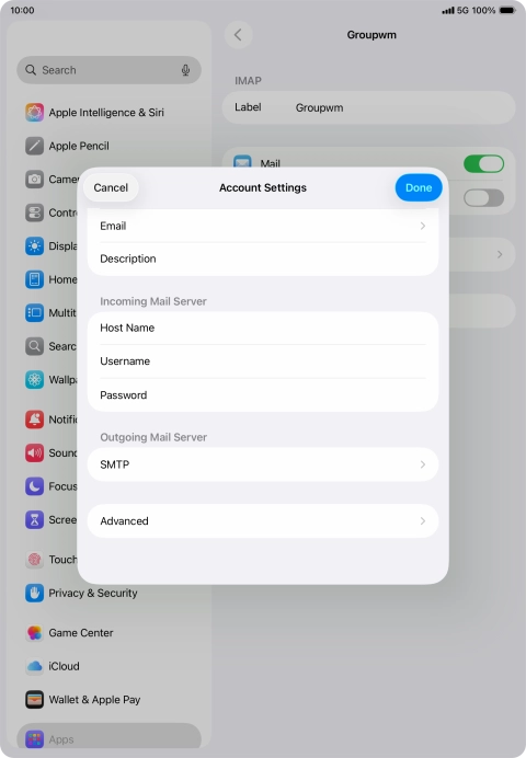 Press SMTP.