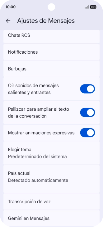 Pulsa Gemini en Mensajes.