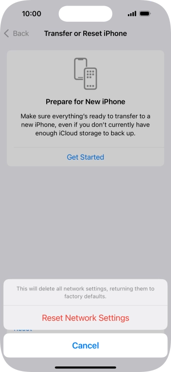 Press Reset Network Settings. Press Reset Network Settings.
