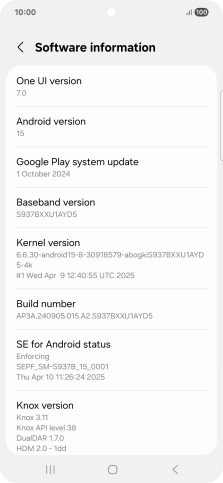 Your phone's software version is displayed below Android version. Your phone's software version is displayed below Android version.