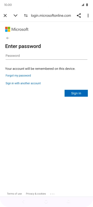 Press Password and key in the password for your email account.