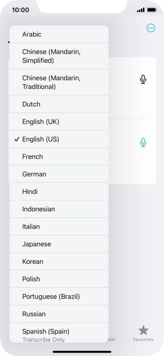 Press the required source language. Press the required source language.