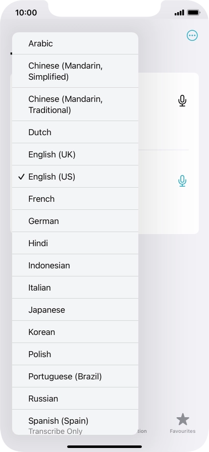 Press the required source language. Press the required source language.