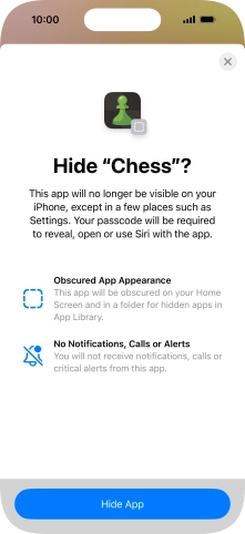 Press Hide App. Press Hide App.
