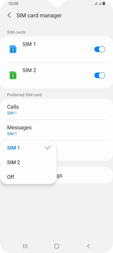 Press the required setting. Press the required setting.