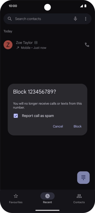 To report the number as spam, press the field next to To report the number as spam, press the field next to