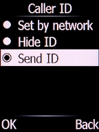 Select Send ID and press the Left selection key to turn on the function. Select Send ID and press the Left selection key to turn on the function.