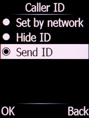 Select Send ID and press the Left selection key to turn on the function. Select Send ID and press the Left selection key to turn on the function.
