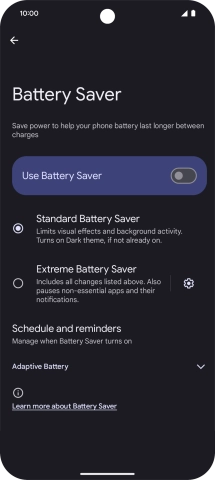Press the required settings to turn them on or off.