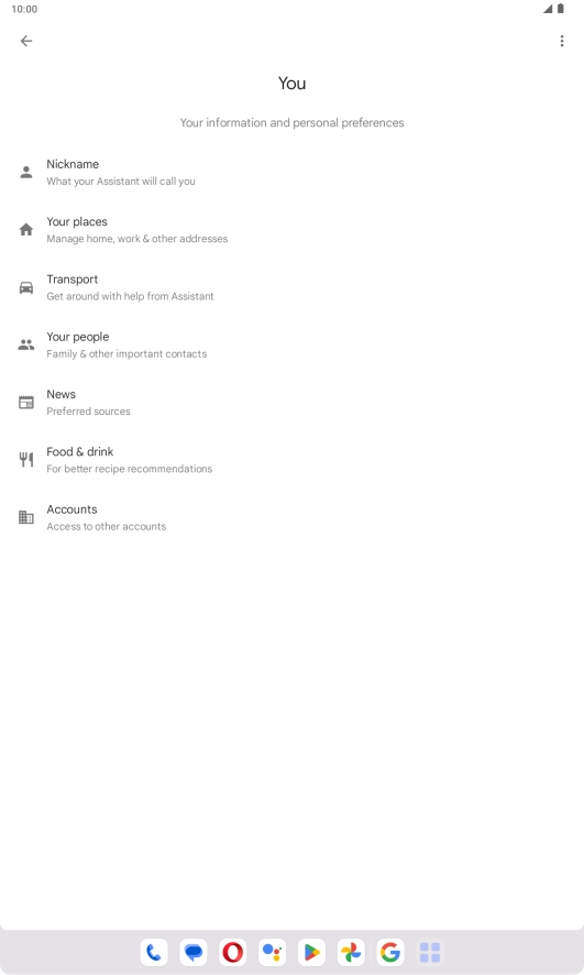 Press Nickname and follow the instructions on the screen to select tablet owner settings.