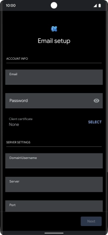 Press Password and key in the password for your email account. Press Password and key in the password for your email account.