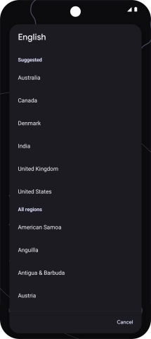 Press the required country or area. Press the required country or area.