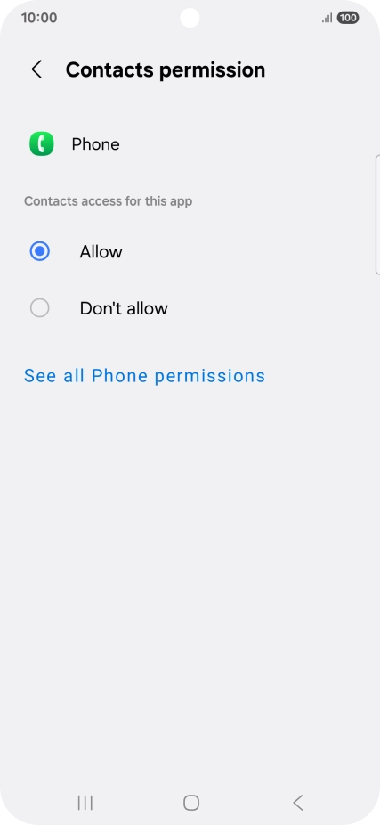Press the required setting.
