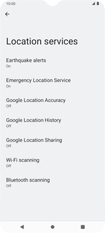 Press Google Location Accuracy. Press Google Location Accuracy.