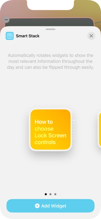 Slide your finger right or left on the screen to select the required widget size.