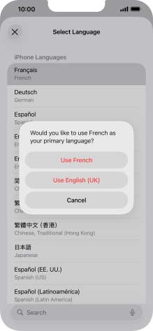 To select the new language as the default phone language, press Use ‹language›. To select the new language as the default phone language, press Use ‹language›.