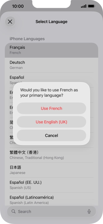 To select the new language as the default phone language, press Use ‹language›. To select the new language as the default phone language, press Use ‹language›.