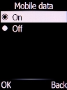 Select the required setting and press the Left selection key.