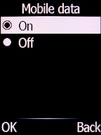Select the required setting and press the Left selection key.
