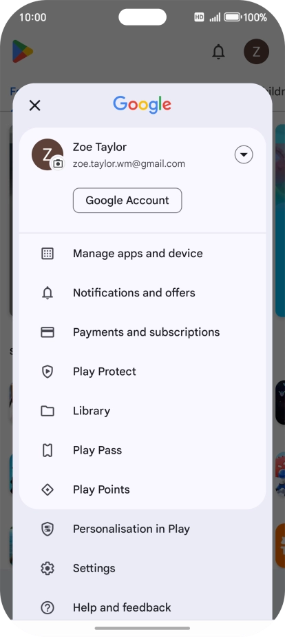 Press Manage apps and device. Press Manage apps and device.