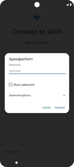 Key in the password for the Wi-Fi network and press Connect. Key in the password for the Wi-Fi network and press Connect.