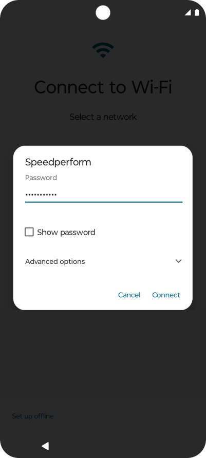 Key in the password for the Wi-Fi network and press Connect. Key in the password for the Wi-Fi network and press Connect.