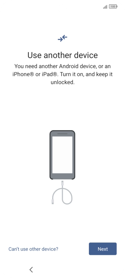 Press Can't use other device?.